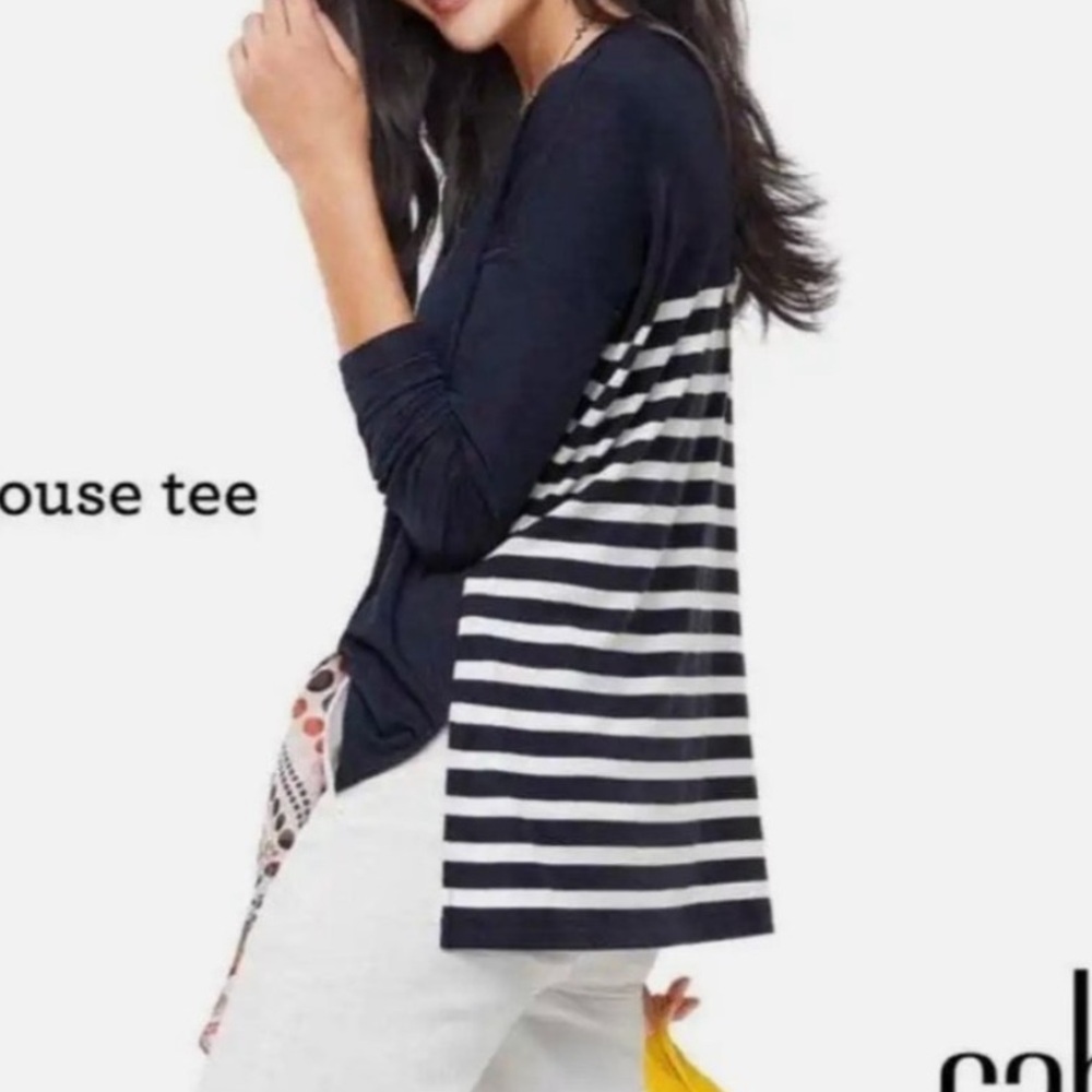CAbi Lighthouse Tee Blue Asymmetrical Long Sleeve Tunic